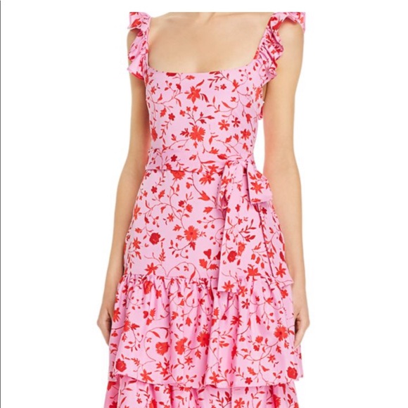 pink dress with red flowers